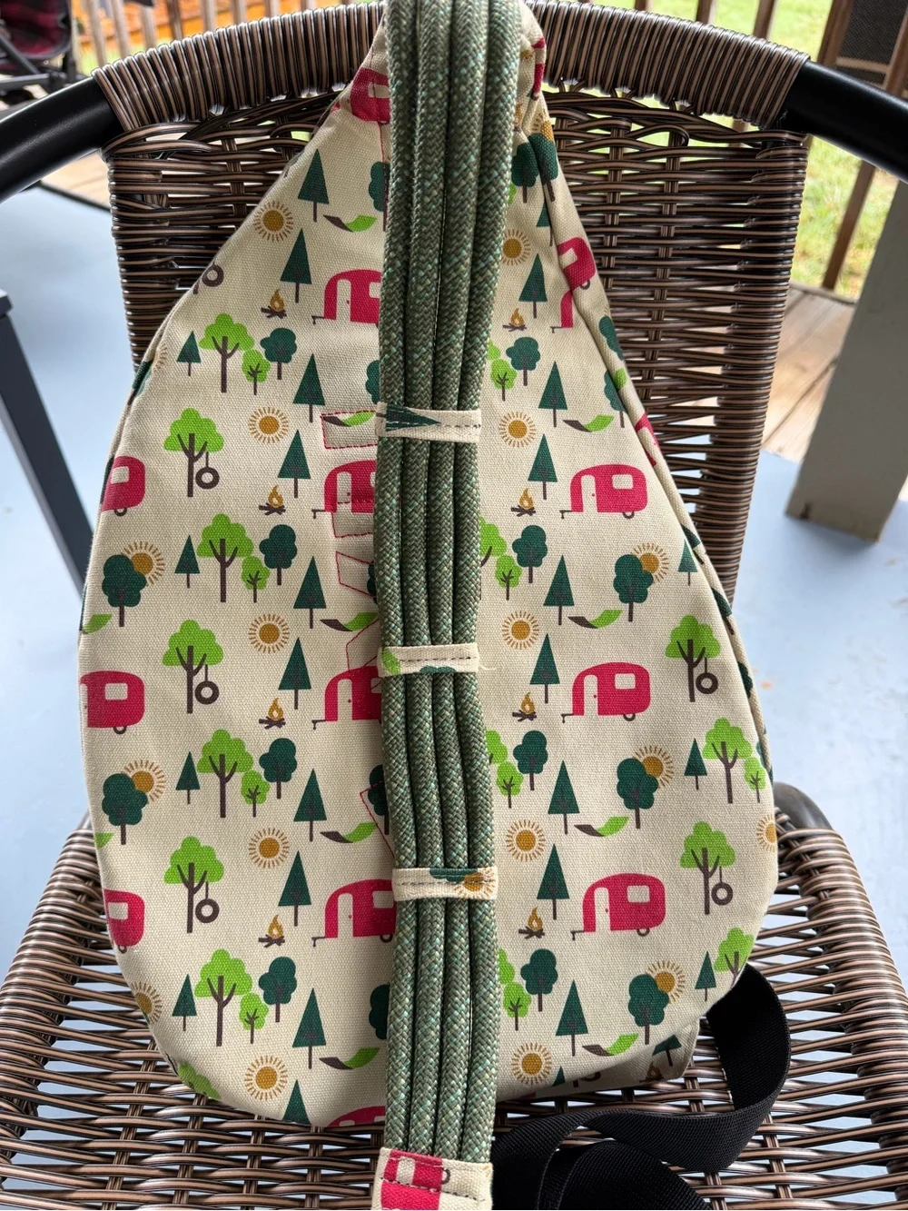Kavu Sling Rope Bag in Cream with Camper Print